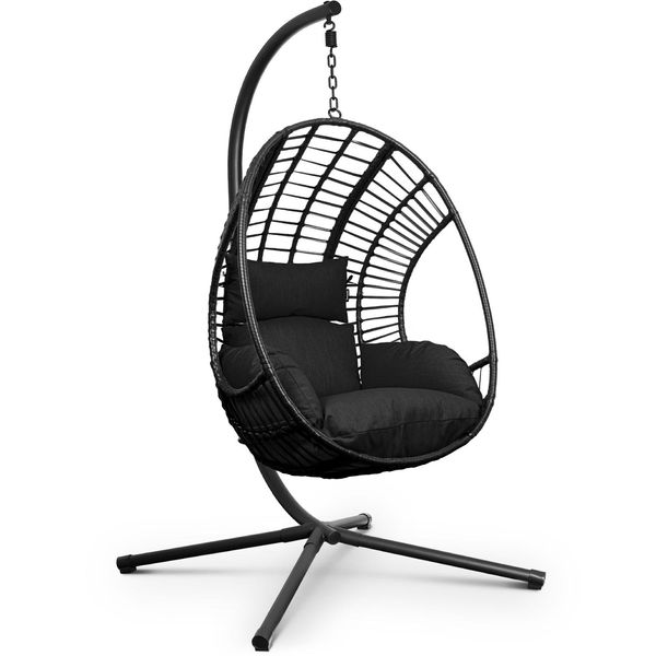 Swoods Poltrona Sospesa Xxl Con Supporto – Per Interni Ed Esterni – Con Cuscini – Sedia A Uovo – Fino A 150 Kg-image