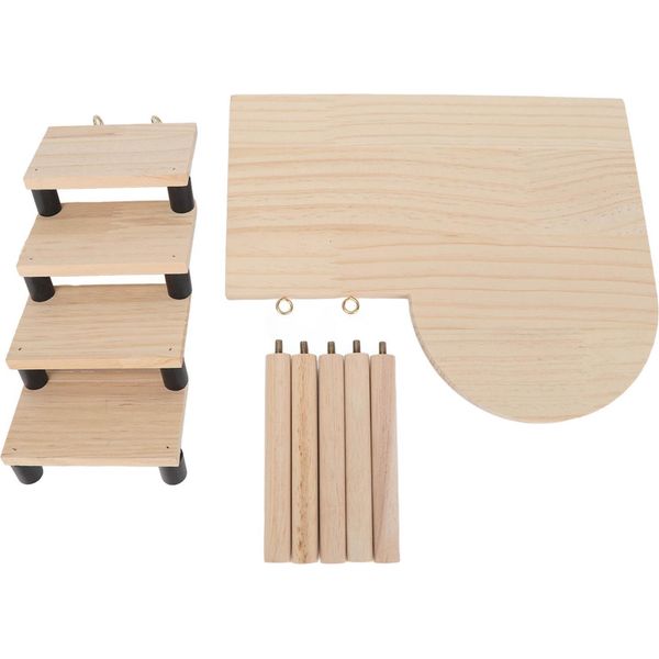 Criceto Piattaforma Di Legno E Scale Squisito Animale Domestico Sano Carino Con Scala Per Piccoli Animali Domestici Criceti Cavie-image