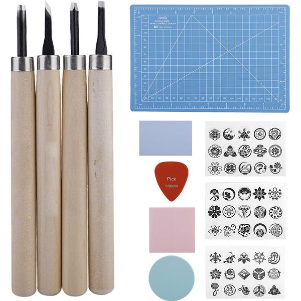 Set Per L'intaglio Di Francobolli, Set Di Strumenti Misti, Scultura A Mano, Strumento Per L'intaglio Di Francobolli Fai Da Te Per La Stampa-image