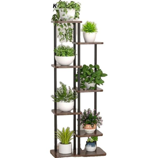 Supporto Per Piante, Design A 7 Livelli, Organizzatore Interno Salvaspazio, Nero Marrone-image