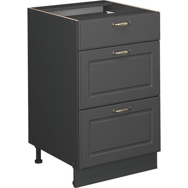 Vicco Mobiletto Base Per Cucina Fame-Line, 50 Cm Senza Piano Di Lavoro, Landhaus Antrazit-Oro/Antracite-image