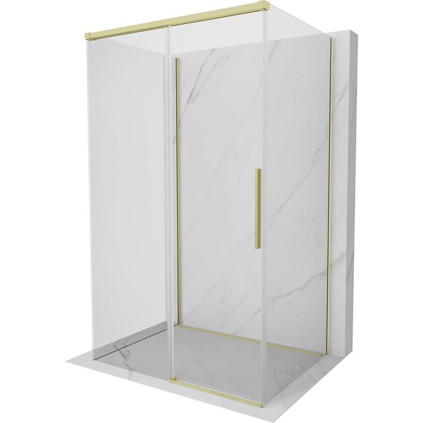 Mexen Rox-3S Cabina Doccia A 3 Lati Scorrevole 160 X 120 Cm, Trasparente, Oro Spazzolato - 8C2-160-120-55-00-3S-image
