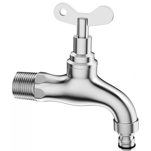 Inf Rubinetto Esterno Bloccabile Acciaio Inox - Ugello Lavaggio Auto 10Cm-image