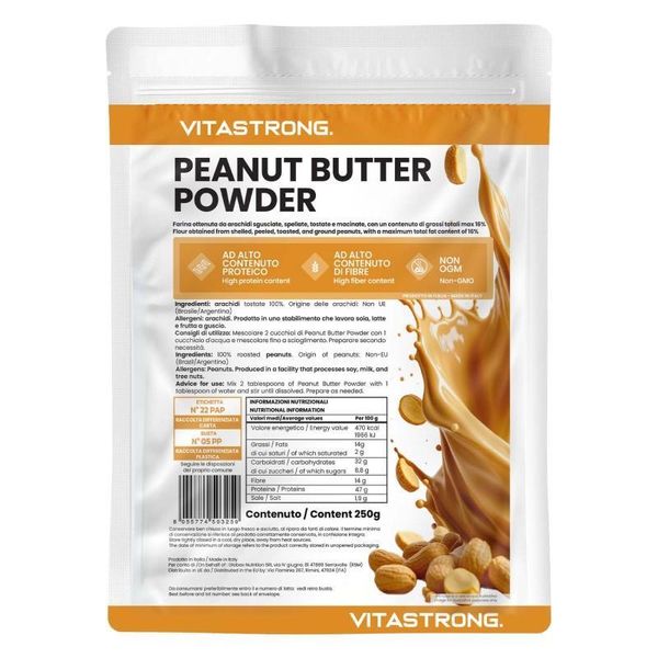 Vitastrong Burro Di Arachidi In Polvere 400 G - Farina Di Arachidi Ricca Di Proteine E Di Fibre, Per Frullati, Cotture, Shake-image