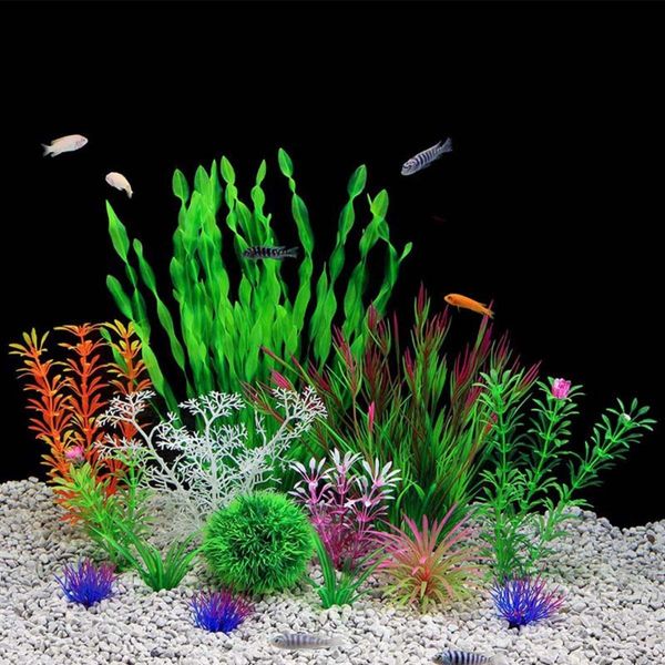 Inf Set Di 14 Piante Artificiali Per Acquario - Decorazioni Per Acquari-image