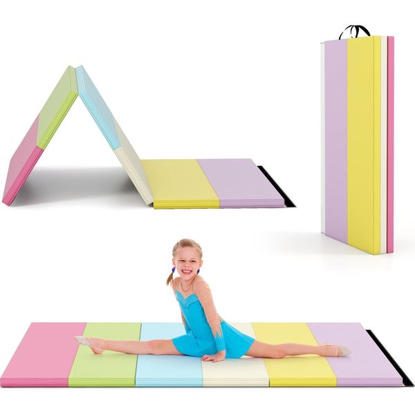 Tappetino Da Palestra Pieghevole Costway, 180 X 120 Cm, Tappetino Da Ginnastica 5 Pieghevole In Con Maniglia Per Il Trasporto, Tappetino Sportivo, Tappetino Fitness-image
