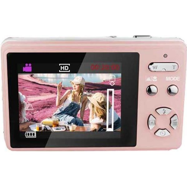 Inf Fotocamera Digitale Rosa - 48MP, Zoom 16X, Portatile Per Viaggi-image