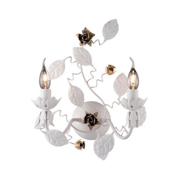 Bella Applique In Ferro Laccato Bianco Shabby 2 Luci .37 P.21 BL196-AP2-BCO-image