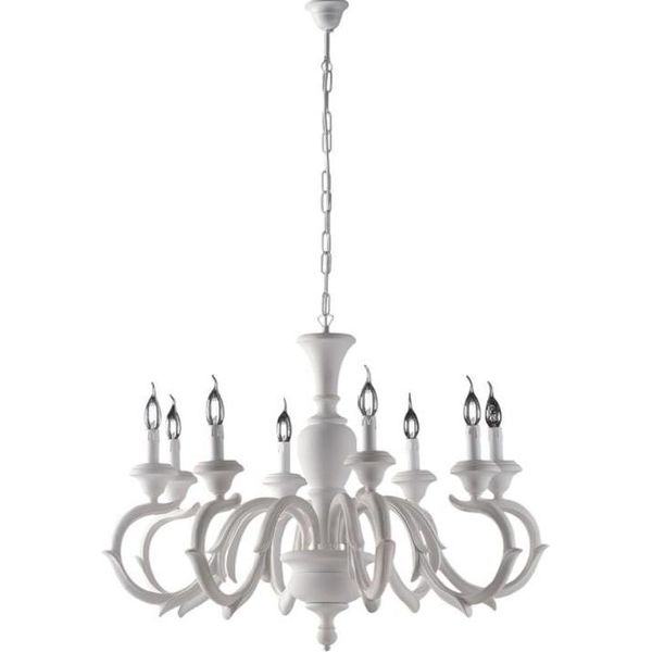 Fiorenza Lampadario In Legno Bianco Shabby 8 Luci 125 Ø93 BL172-8-BCO-image