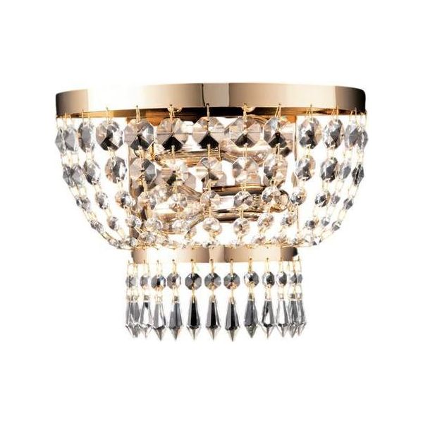 Mozart Applique In Ferro E Ottone Dorato Con Strass 2 Luci .27 P.14 BL189-AP2-OR-image