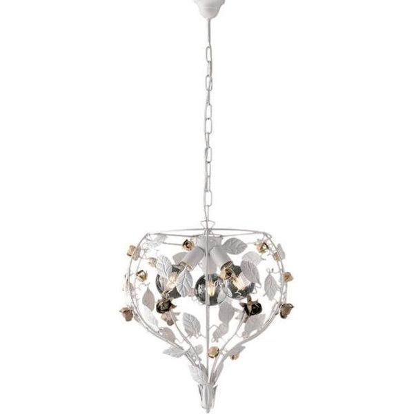 Bella Lampadario In Ferro Laccato Bianco Shabby 3 Luci 113 Ø49 BL196-3-BCO-image