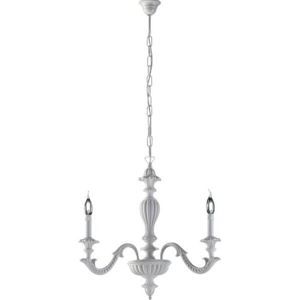 Leonardo Lampadario In Legno Bianco Shabby 3 Luci 117 Ø43 BL180-3-BCO-image