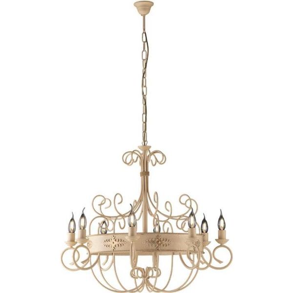 Baltimora Lampadario In Ferro Laccato Avorio Decape 8 Luci 126 Ø76 BL183-8-AV-image