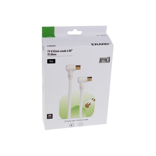 Erard - Cavo Tv 9,52 Mm Angolo 90° M/V + Adattatore Tv 9 5M - 724501-image
