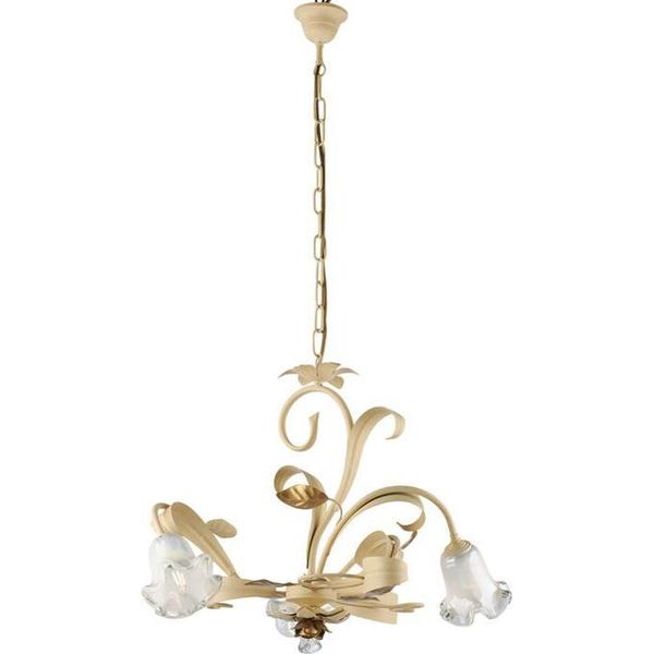 Cesto Lampadario In Ferro Laccato Avorio Decape 3 Luci 104 Ø59 BL274-3-AV-image