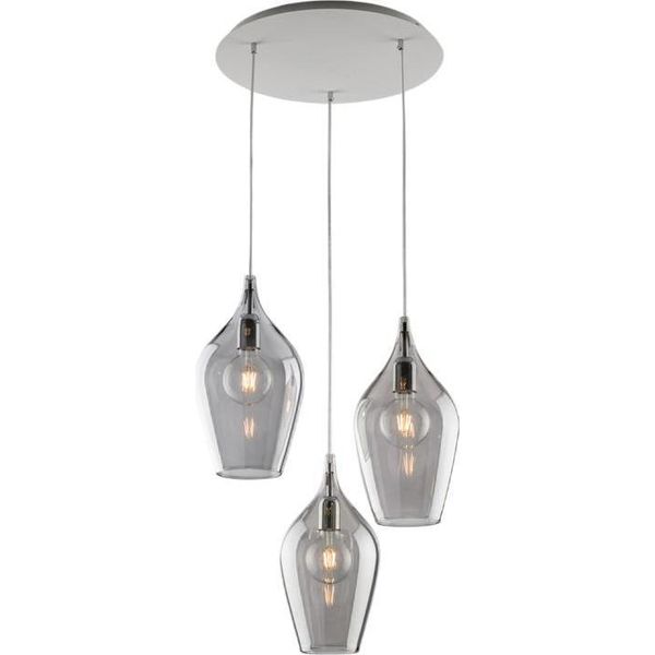 Ares Sospensione In Ferro Con Vetri Grigio Pyrex 3 Luci 141 Ø50 BL273-S3-GR-image