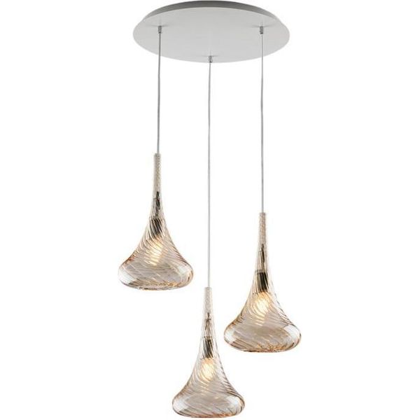 Nemesi Sospensione In Ferro Con Vetri Ambra Pyrex 3 Luci 141 Ø50 BL280-S3-AM-image