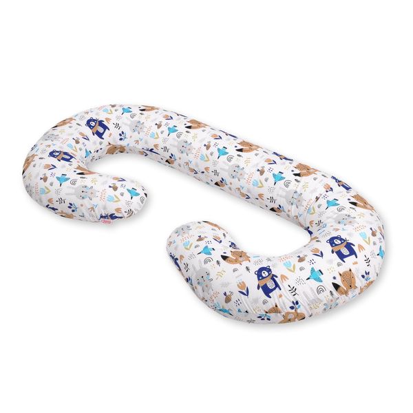 Cuscino Di Gravidanza Tipo C Per Donne In Gravidanza E Allattamento - Orsetti Blu Navy-image
