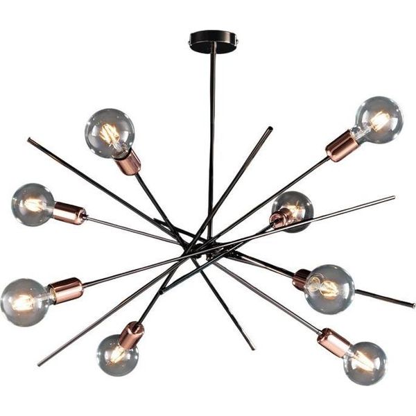 Bloom Plafoniera Ferro Cromo Nero E Rame 8 Luci H.62 Ø82 BL200-PL8-NR-image