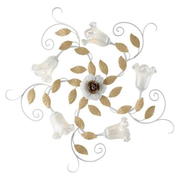 Cesto Plafoniera In Ferro Laccato Bianco Shabby 5 Luci H.17 Ø80 BL274-PL5-BCO-image