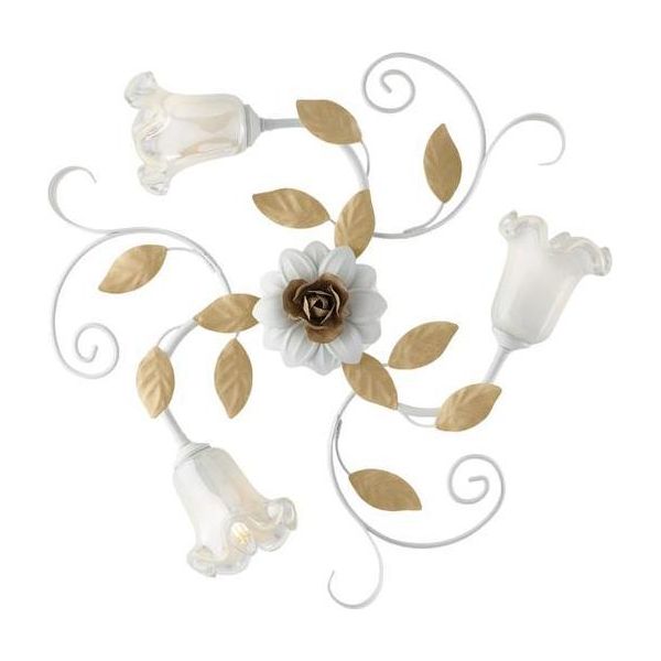 Cesto Plafoniera In Ferro Laccato Bianco Shabby 3 Luci H.17 Ø56 BL274-PL3-BCO-image