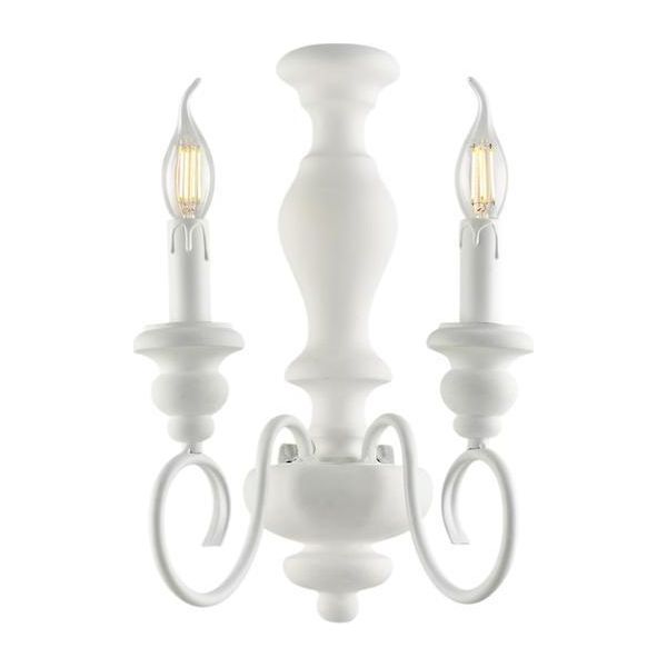 Cascina Applique In Legno E Ferro Laccato Bianco Shabby 2 Luci .25 P.18 BL265-AP2-BCO-image