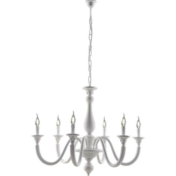 Lucca Lampadario In Legno Bianco Shabby 6 Luci 129 Ø86 BL271-6-BCO-image