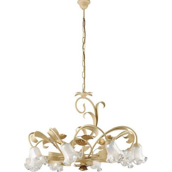 Cesto Lampadario In Ferro Laccato Avorio Decape 8 Luci 112 Ø85 BL274-8-AV-image