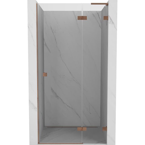 Mexen Lunar L Porta Doccia Battente Destra 100 Cm, Trasparente, Rame Spazzolato - 834L-100-000-65-00-P-image