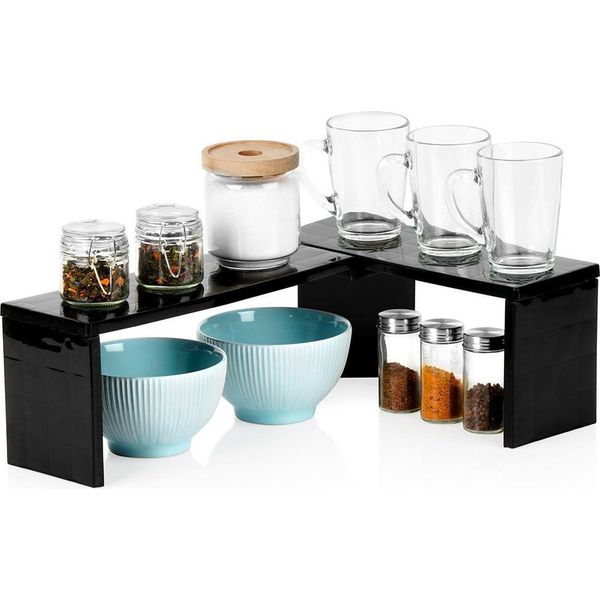 Mensola Angolare Da Cucina Nera 47X32X15,5 Cm-image