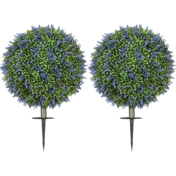 Set Di 2 Piante Artificiali Di Lavanda Da 60 Cm Con Protezione Uv Pianta Artificiale Come Vera Con Picchetti A Terra Per Camera Da Letto Soggiorno Ufficio Giardino Decorazione Moderna |-image