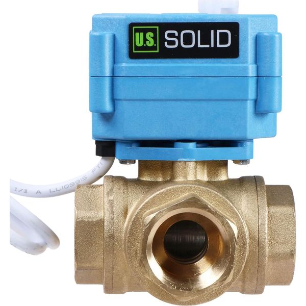 3-Way Brass Ball Valve 3/4" Electric 110-230V Type Manual U.S. Solid USS-MSV10016-G"-image