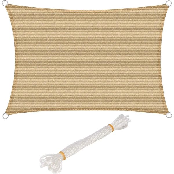 Text: Woltu 4X6M Hdpe Uv Sun Shade Sail Terrace Garden Sand Gzs1188Sd19-image
