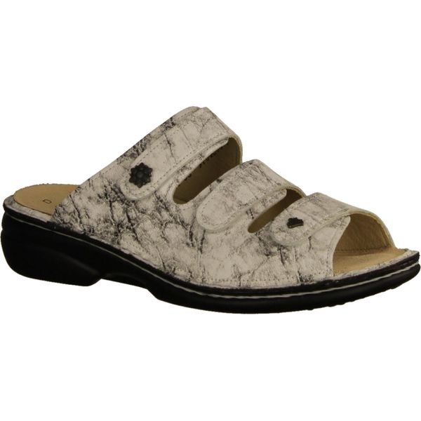 Finn Comfort Menorca-Soft, Scarpe Da Donna, Muli, Pelle,Bianco, Nuovo - Muli Da Donna / Separatori Di Punta, Bianco, Pelle (Marmo)-image
