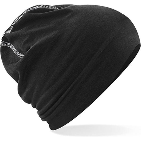 Beechfield B366 | Berretto In Cotone Hemsedal / Lunghezza: 24Cm - Colore: Nero/Bianco - Taglia: Unica-image