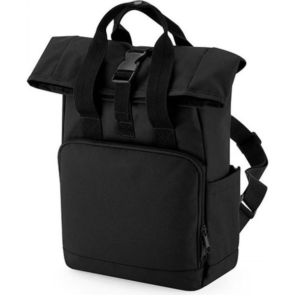 Bagbase BG118S | Mini Zaino Doppio Manico Riciclato - Colore: Nero - Dimensioni: 23 X 32 X 11 Cm-image