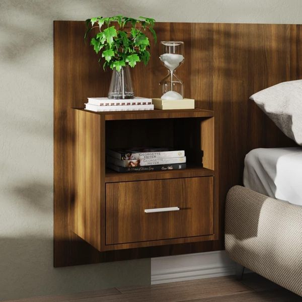 The Living Store Comodino A Parete Effetto Rovere Marrone-image