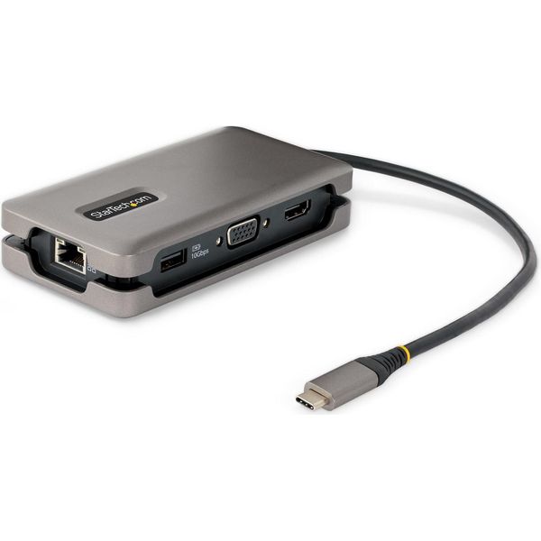 Startech.Com Adattatore Multiporta USB-C - Docking Station Usb Type C Con Hdmi/Vga 4K60Hz - Hub Usb A 3 Porte (1X Ricarica) - Pd 100W - Gbe - Convertitore\Mini Dock USB-C Hdmi/Vga - Cavo Integrato Avvolgente 30Cm-image