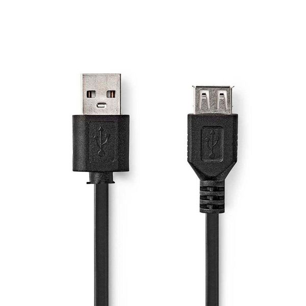 Cavo Usb | Usb 2.0 | USB-A Maschio | USB-A Femmina | 480 Mbps | Nichelato | 1,00 M | Rotondo | Pvc | Nero | Etichetta-image