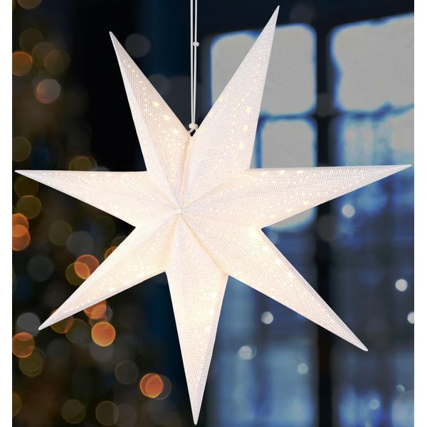 Brubaker Stella Di Natale 3D Da Appendere - Stella Di Carta Per Finestre Con Presa E14 - Stella Dell'avvento Decorativa Da 60 Cm, Bianca-image
