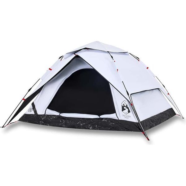 Vidaxl Tenda Da Campeggio A Cupola 4 Persone Bianca Oscurata A Sgancio Rapido-image