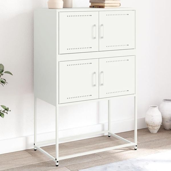 Maison Exclusive - Credenza Bianca 68,5X38,5X107 Cm Acciaio-image
