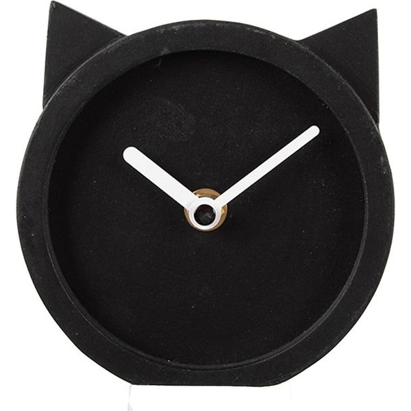 Orologio Da Tavolo Clayre & Eef 12X5X13 Cm Gatto In Legno Nero-image