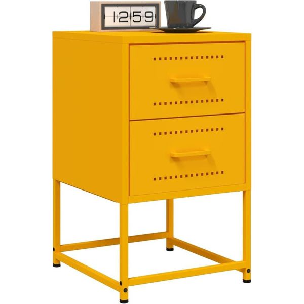 Maison Exclusive - Comodini 2 Pz. Giallo Senape 36X39X60,5 Cm Acciaio-image