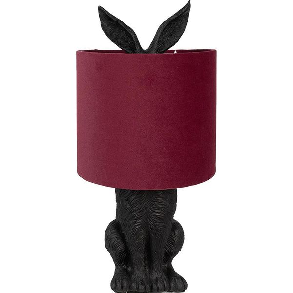 Clayre & Eef Lampada Da Tavolo Rabbit Ø 20X43 Cm Nero Rosso Plastica-image