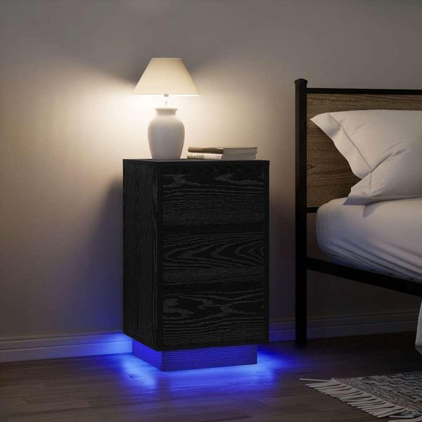 Design Nuovo Comodino Con Luci Led Nero 38X34X65 Cm - Comodini E Armadi Mobili2025 CHY2897804 1Pacco-image