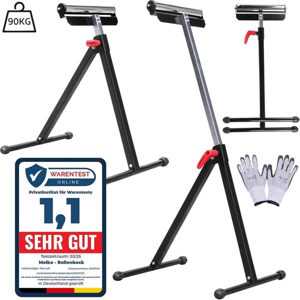 Supporto A Rulli Regolabile In Altezza 66–105 Cm – Rullo Sferico, Portata 90 Kg, Ribaltabile-image