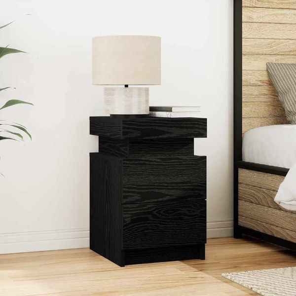 Bei Cloris Comodino In Rovere Nero 35 X 39 X 55 Cm Materiale A Base Di Legno - Comodini E Armadietti Nuovo5273462 1Pacco-image