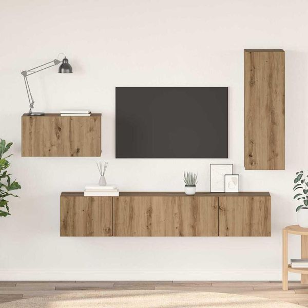 Best MöBel Set Di Mobili Tv 4 Pezzi Rovere Artisan 30,5 X 30 X 90 Cm - Mobili Tv Cloris New8352876 3Parcel-image
