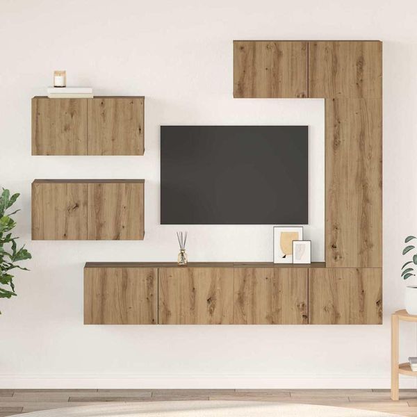 Set Di Mobili Tv Design 6 Pezzi Rovere Artisan 30,5 X 30 X 90 Cm - Mobili Tv 2025 Nuovo2885640 4Parti-image